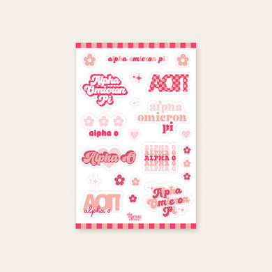 Flower Sticker Sheet- Alpha Omicron Pi