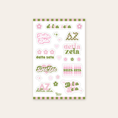 Flower Sticker Sheet- Delta Zeta