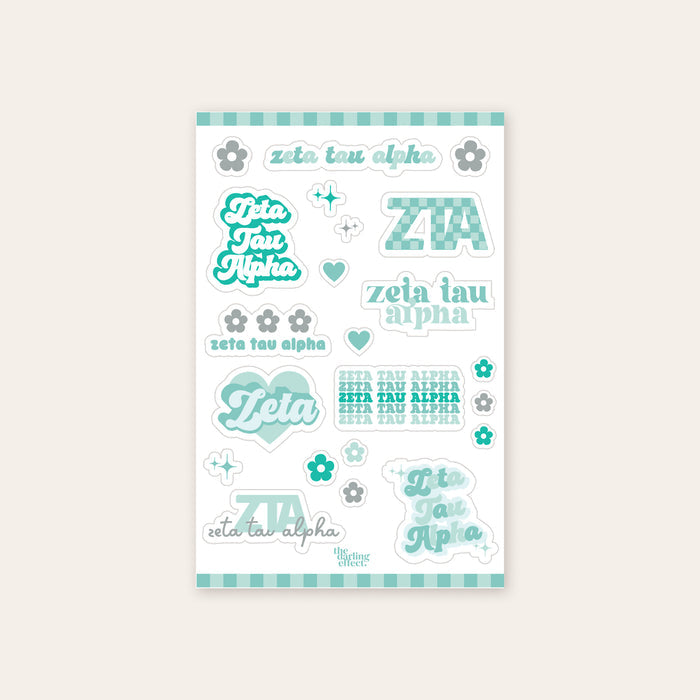 Flower Sticker Sheet- Zeta Tau Alpha