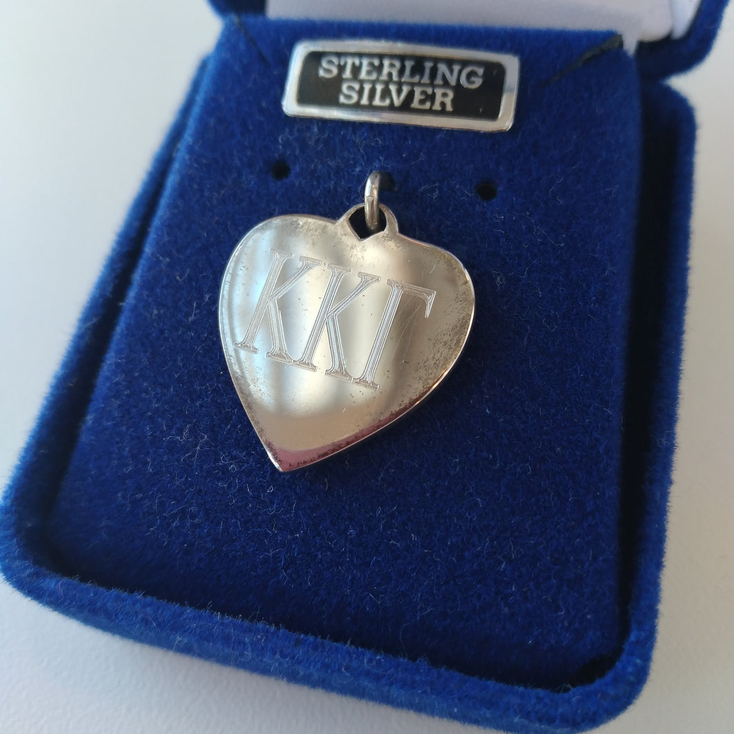 Engraved Heart Charm - Kappa Kappa Gamma