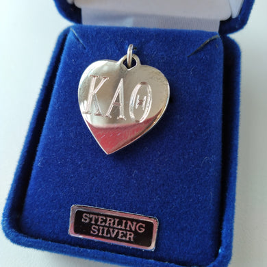 Engraved Heart Charm - Kappa Alpha Theta