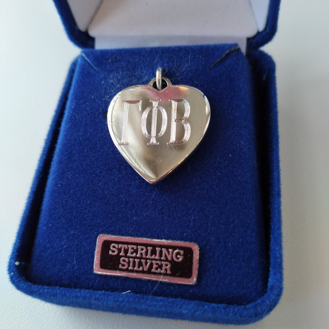 Engraved Heart Charm - Gamma Phi Beta