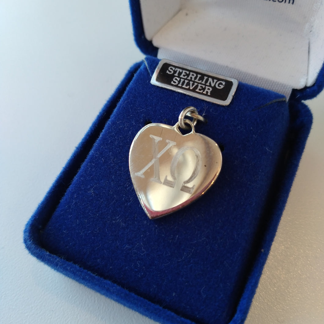 Engraved Heart Charm - Chi Omega