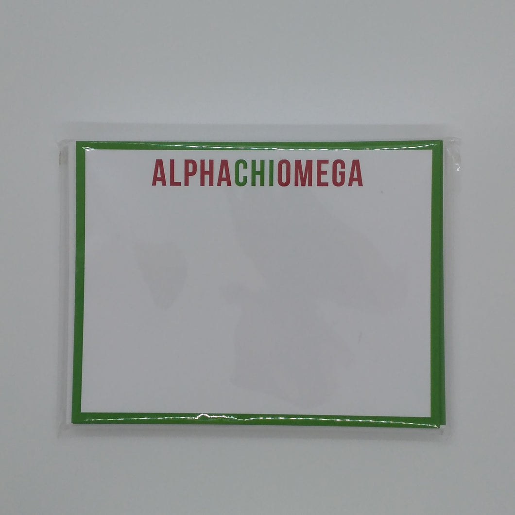 Alpha Chi Omega 10 count notecards/envelopes