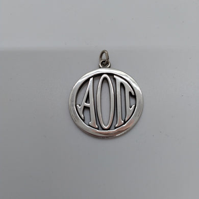 Lg Circle Monogram Pendant - Alpha Omicron Pi