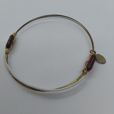 Bead And Stone Bangle Bracelet