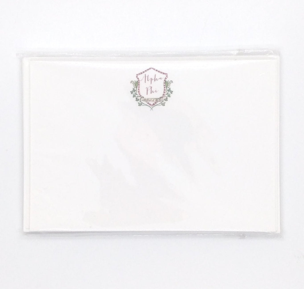 Crest Motif Flat Cards - Alpha Phi