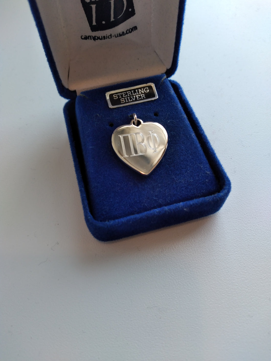 Engraved Heart Charm - Pi Beta Phi