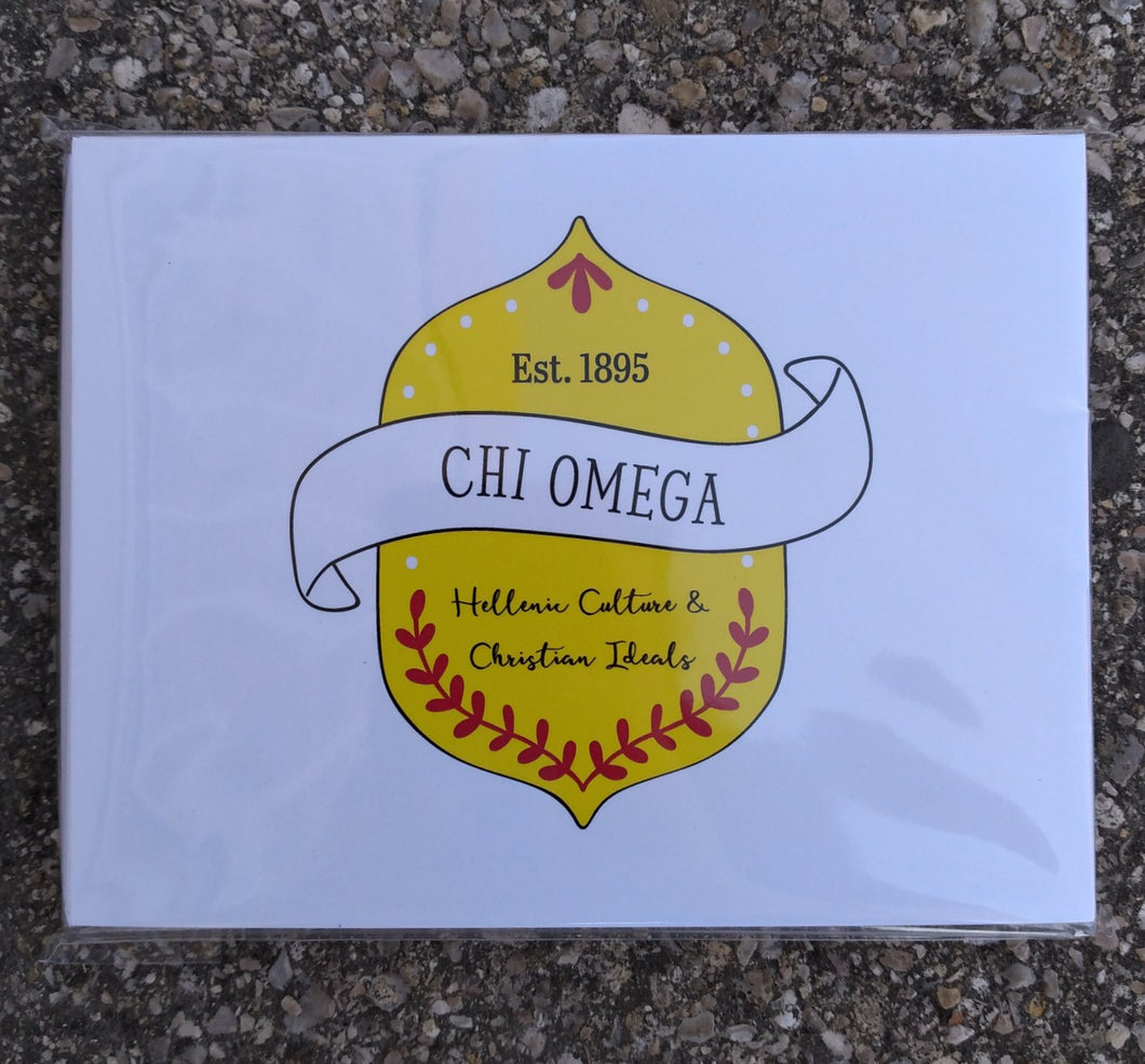 Chi Omega Crest Notecards 10 count