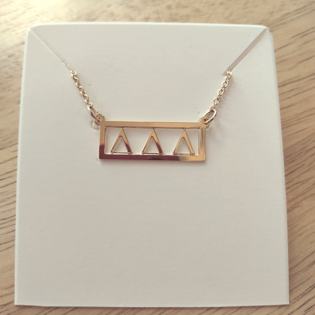Gold Cutout Bar Necklace - Delta Delta Delta