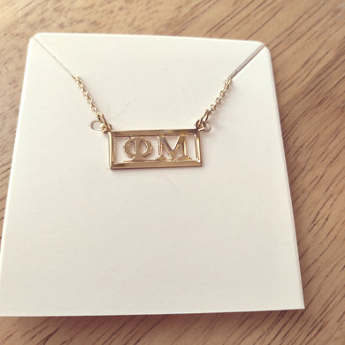 Gold Cutout Bar Necklace - Phi Mu