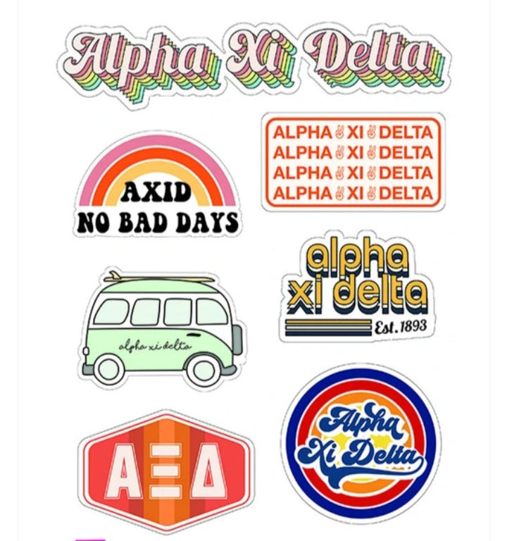 Retro Sticker Sheet - Alpha Xi Delta