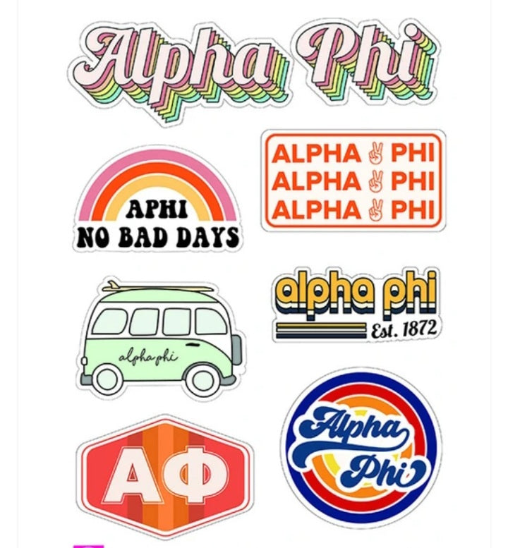 Retro Sticker Sheet - Alpha Phi