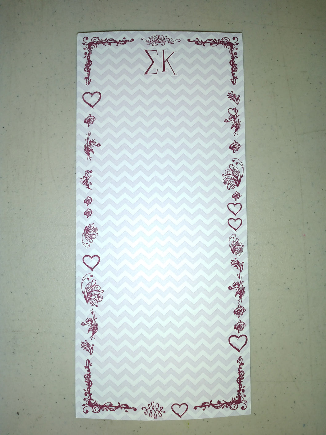 Chevron Long Notepad- Sigma Kappa