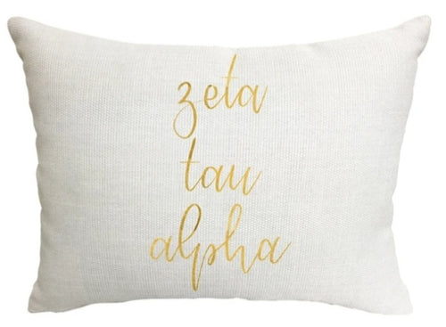 Gold Script Pillow - Zeta Tau Alpha