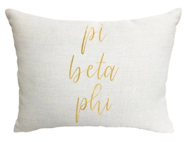 Gold Script Pillow - Pi Beta Phi