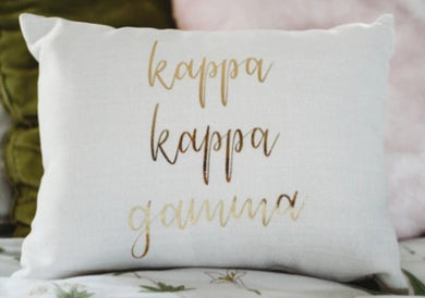 Gold Script Pillow - Kappa Kappa Gamma