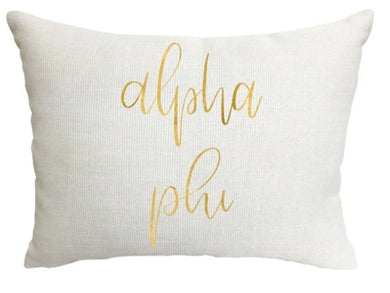 Gold Script Pillow - Alpha Phi
