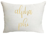 Gold Script Pillow - Alpha Phi