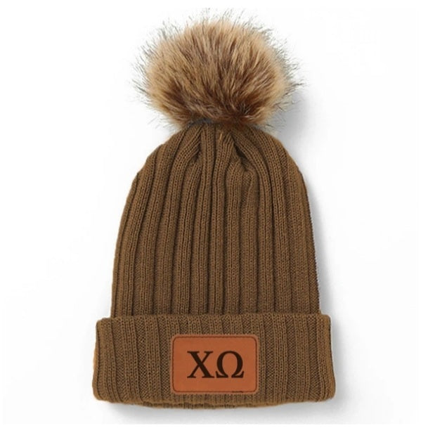 Fur Pom Beanie - Chi Omega