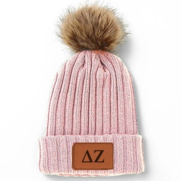 Fur Pom Beanie - Delta Zeta