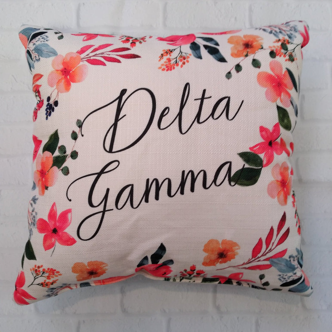 Floral Frame Pillow - Delta Gamma