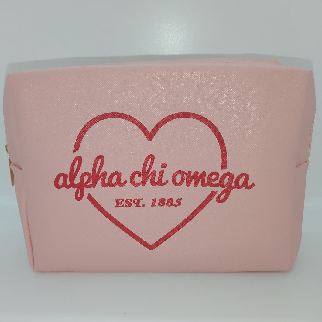 Red Heart Cosmetic Bag - Alpha Chi Omega