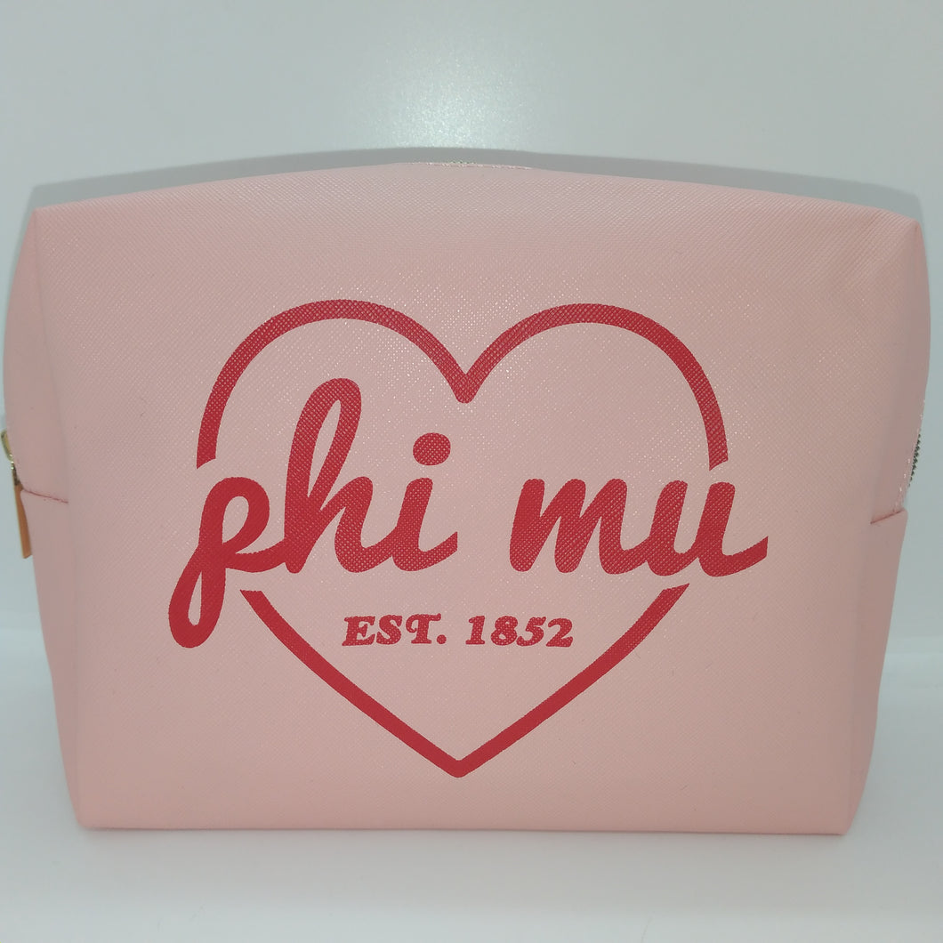 Red Heart Cosmetic Bag - Phi Mu