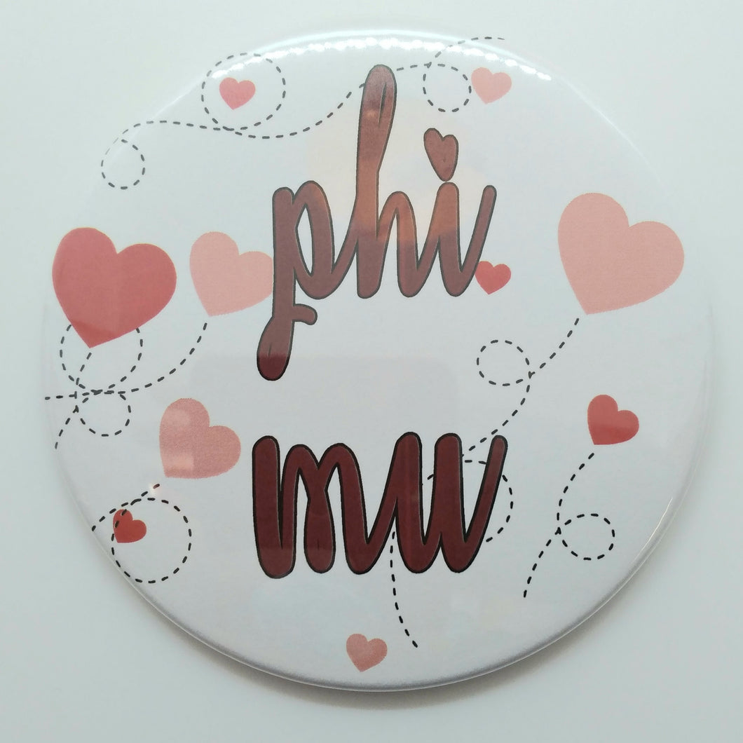 Flying Hearts Button - Phi Mu
