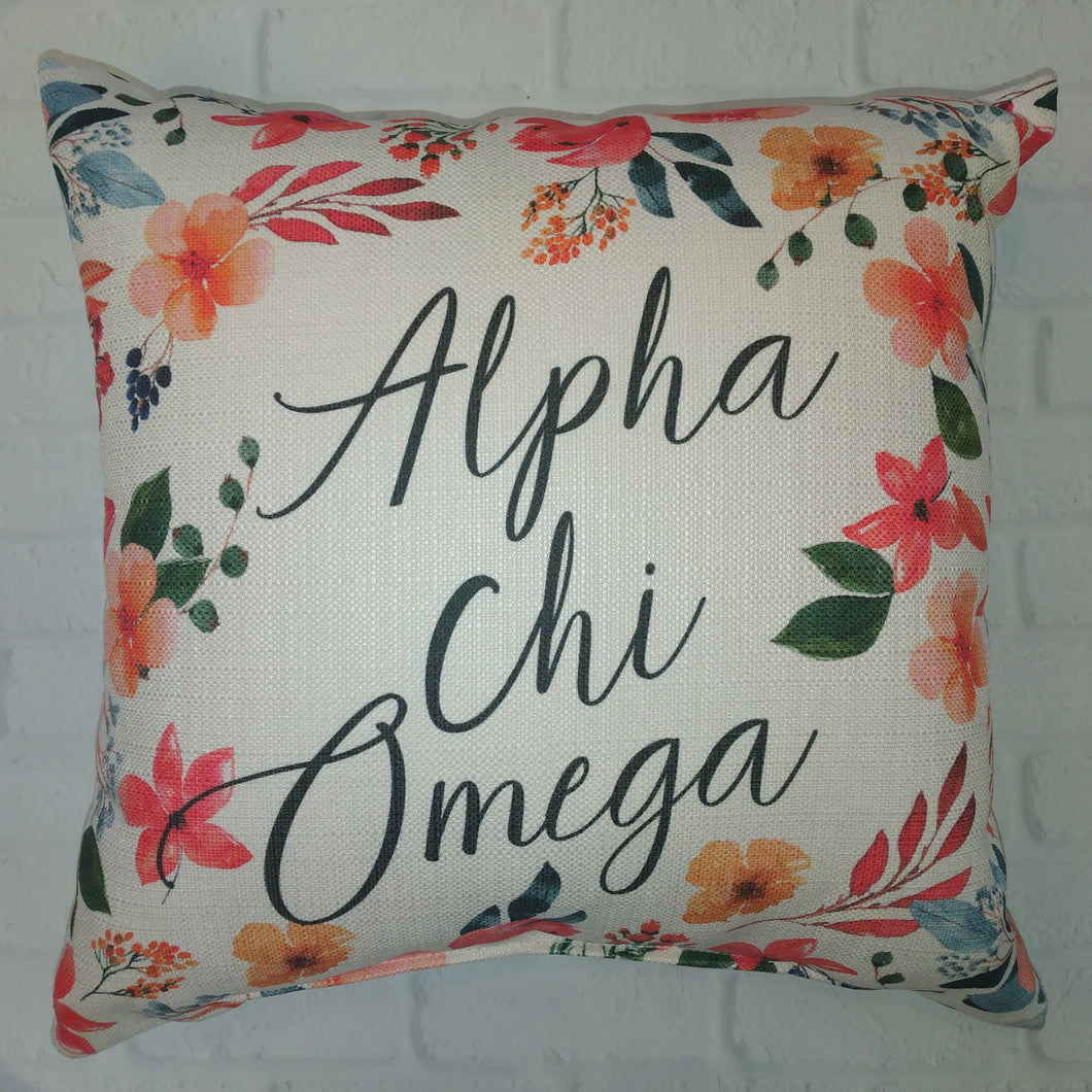Floral Frame Pillow - Alpha Chi Omega