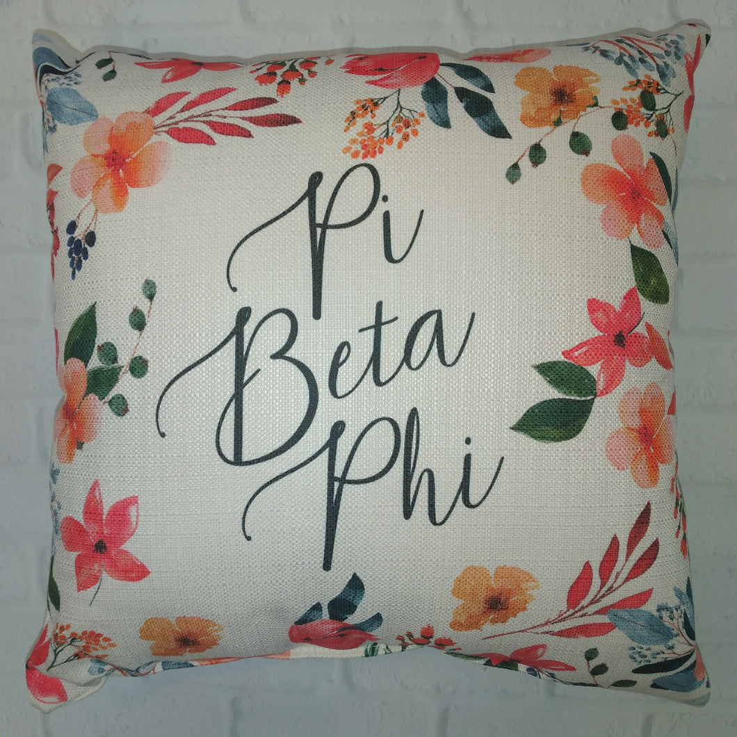 Floral Frame Pillow - Pi Beta Phi
