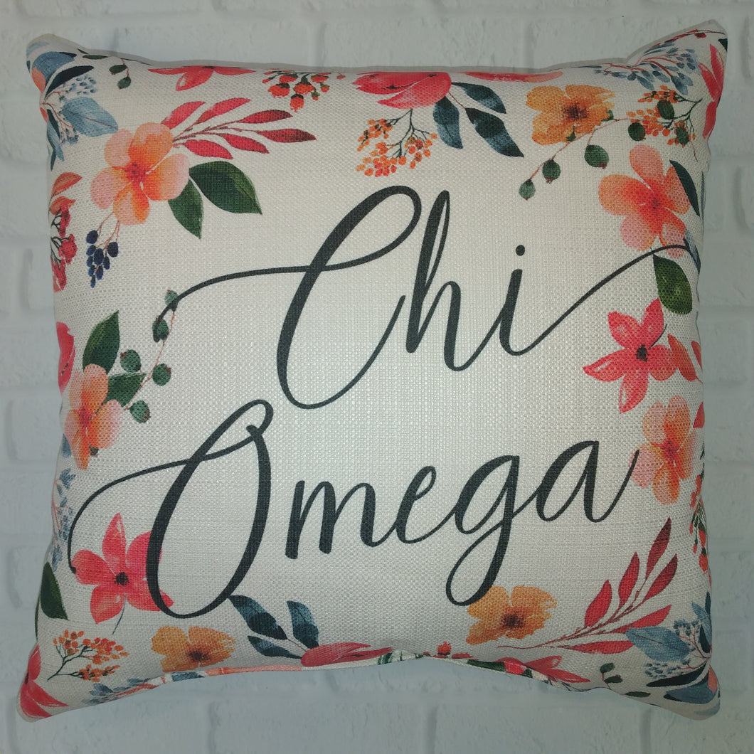 Floral Frame Pillow - Chi Omega