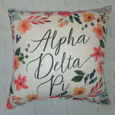 Floral Frame Pillow - Alpha Delta Pi
