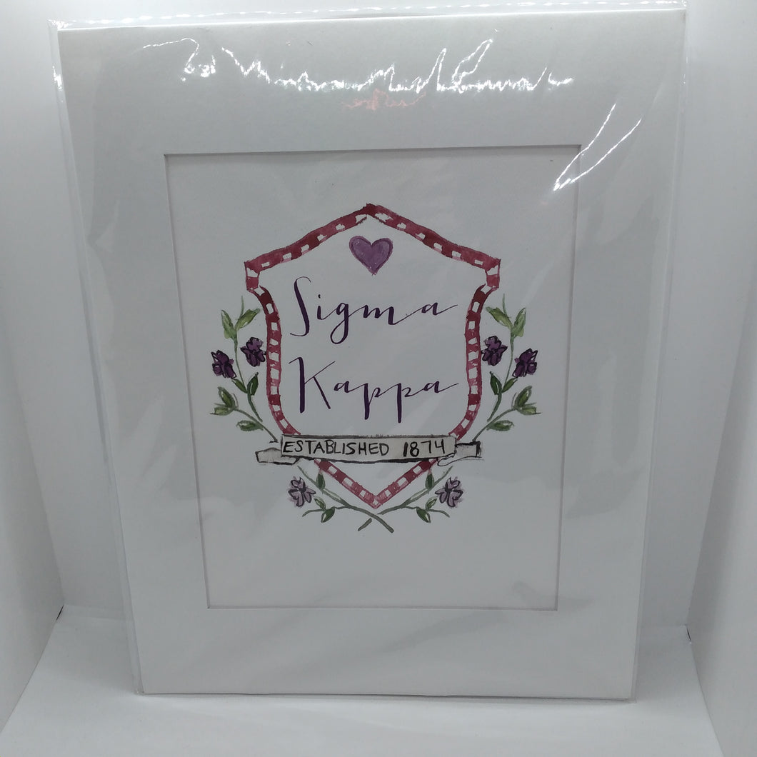 Crest Motif Matted Print - Sigma Kappa