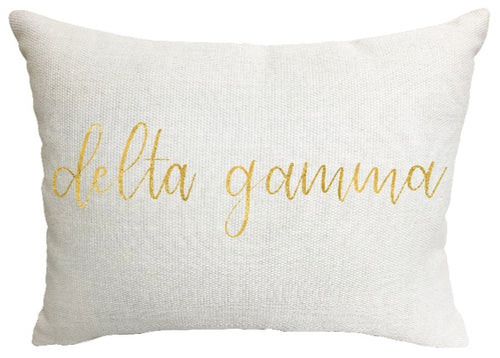 Gold Script Pillow - Delta Gamma