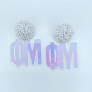 Bead and Unicorn Acrylic Earrings - Phi Mu