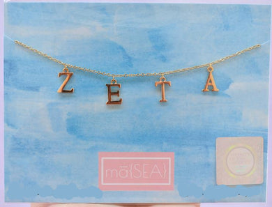 Sorority Gold Nickname Necklace - Zeta Tau Alpha