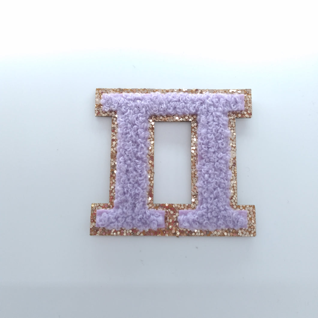 Purple and Gold Chenille Stick on Patches Varisty Letter Patches 2.25 Lilac  