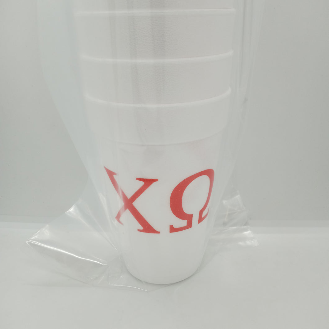 Styrofoam Cups - Greek Letters - Chi Omega