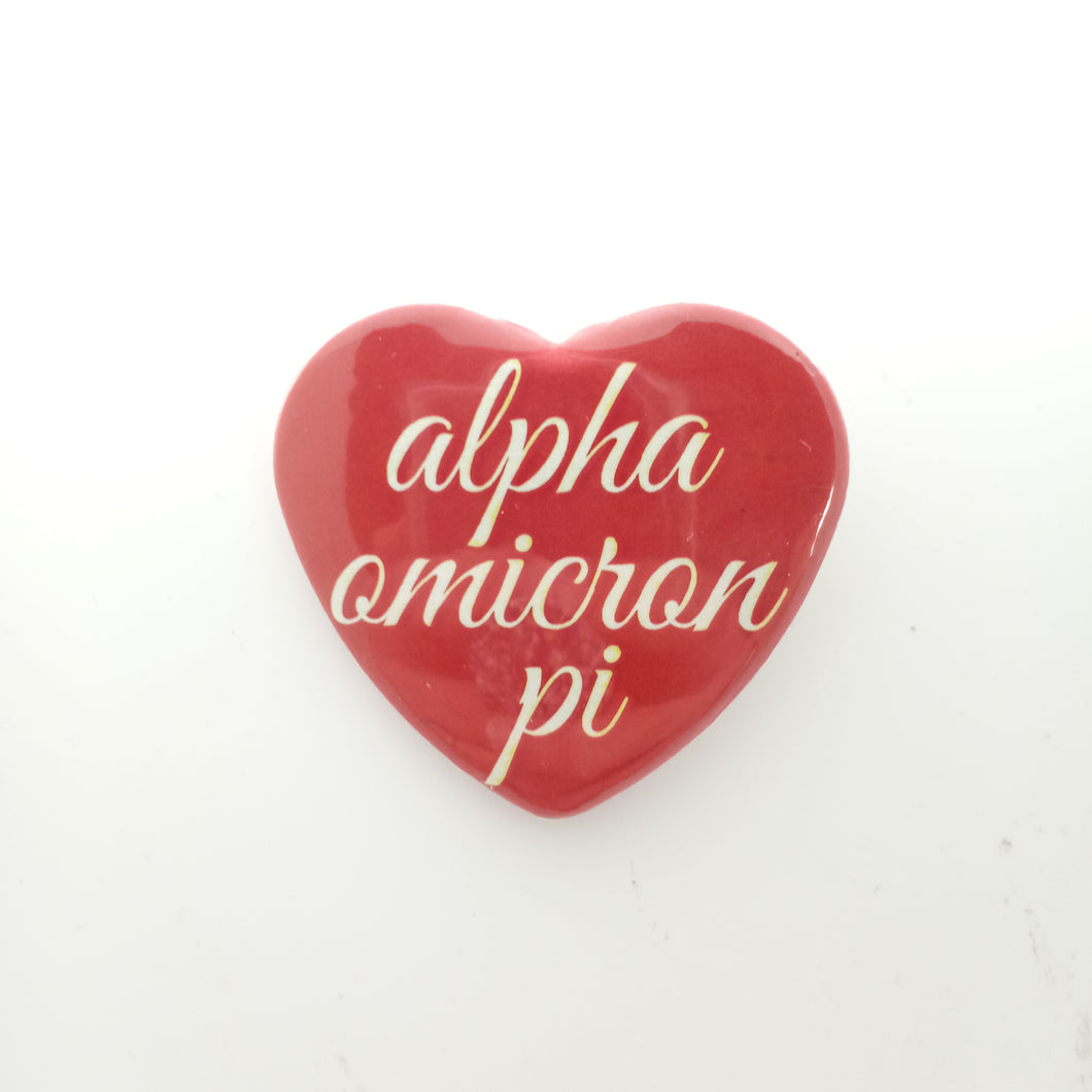 Heart Button- Alpha Omicron Pi