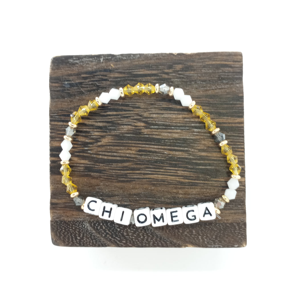 Colored Name Bracelet- Chi Omega