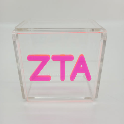 Clear Box with Acrylic Letters- Zeta Tau Alpha