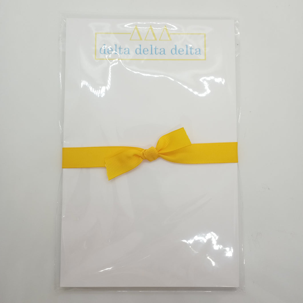Letter and Name Notepad- Delta Delta Delta