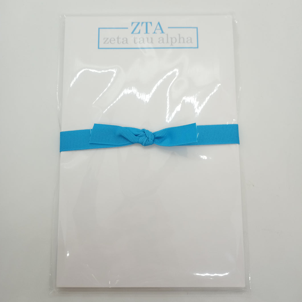 Letter and Name Notepad- Zeta Tau Alpha