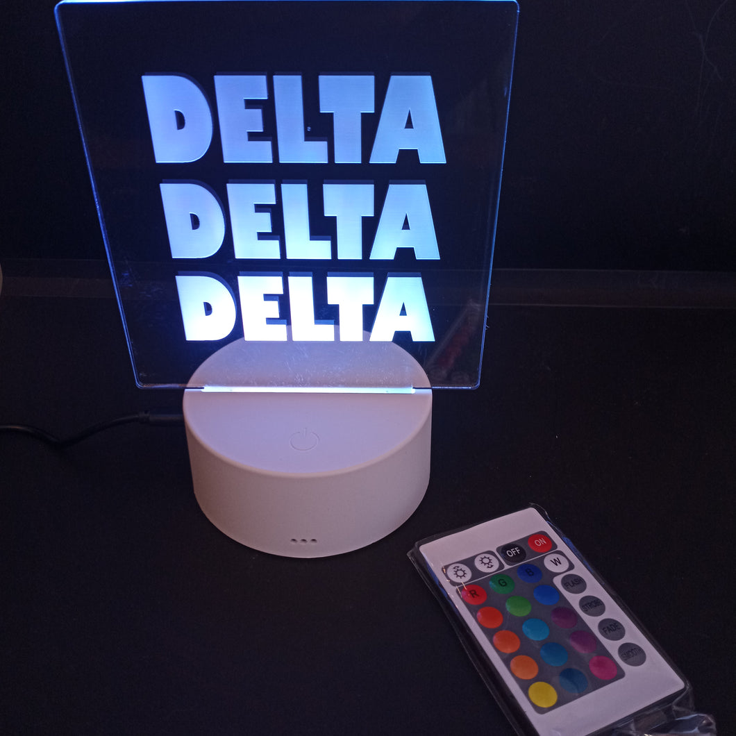 Etched Night Light- Delta Delta Delta