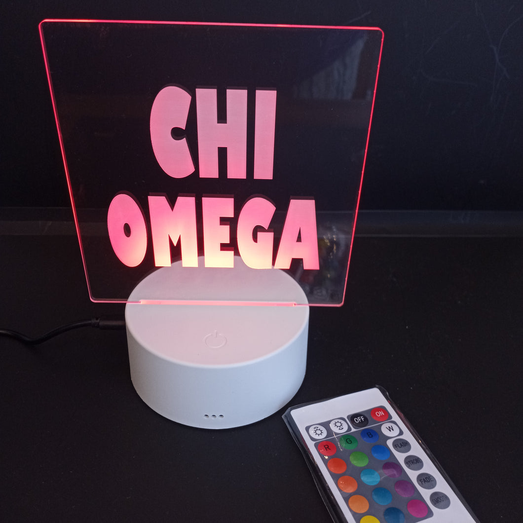 Etched Night Light- Chi Omega