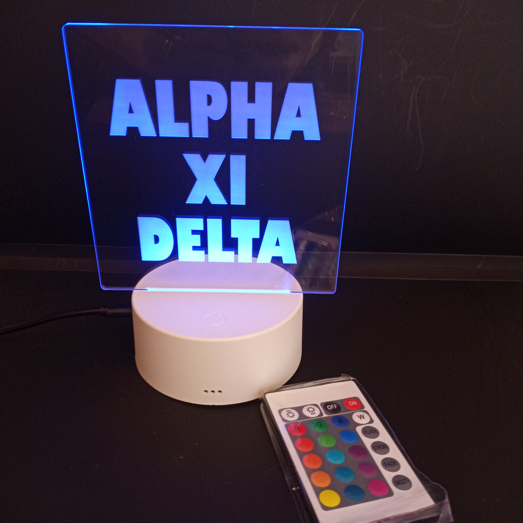 Etched Night Light- Alpha Xi Delta