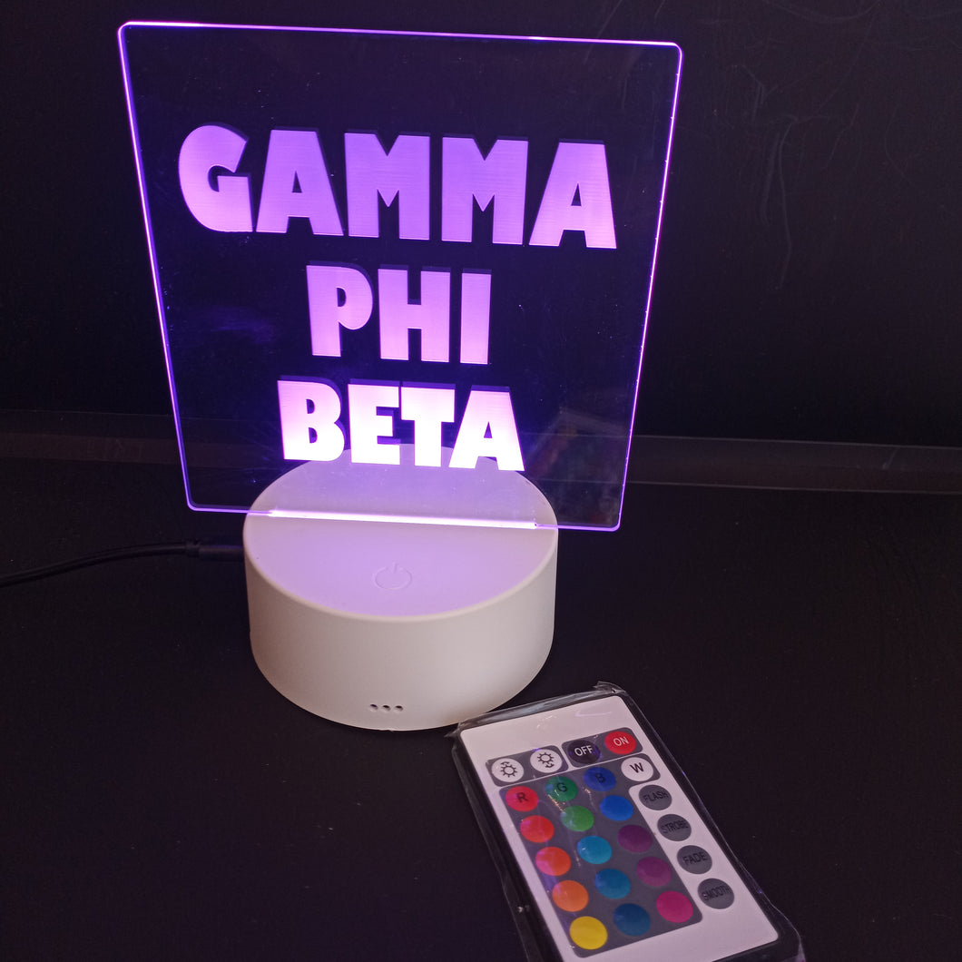Etched Night Light- Gamma Phi Beta