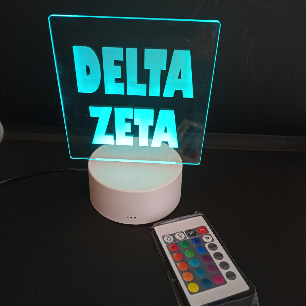 Etched Night Light- Delta Zeta