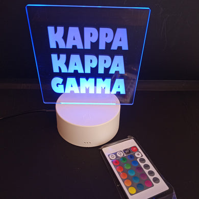 Etched Night Light- Kappa Kappa Gamma